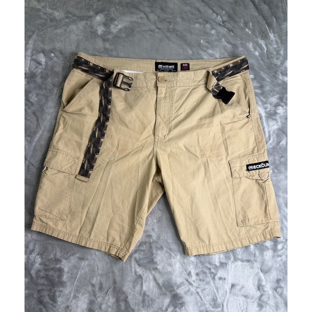 Ecko Unltd. Men's Shorts Size 40 Tan Ripstop Fabric Texture Cotton‎ Cargo